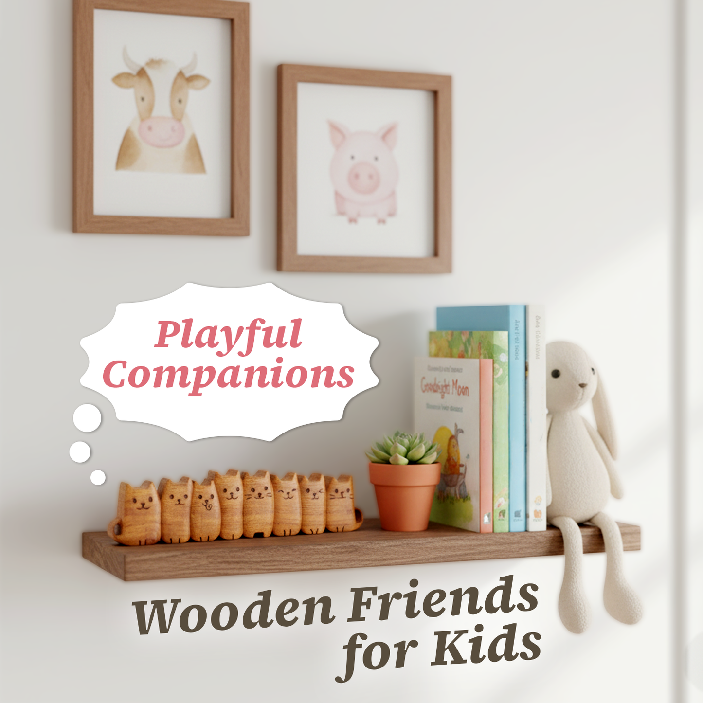 Hand-Carved Wooden Cat Figurine – Cute Kitten Decor & Gift for Cat Lovers