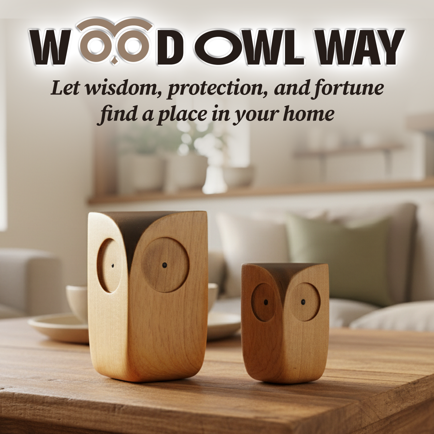 Handmade Owl Wooden Figurine Nordic Desk & Shelf Decor