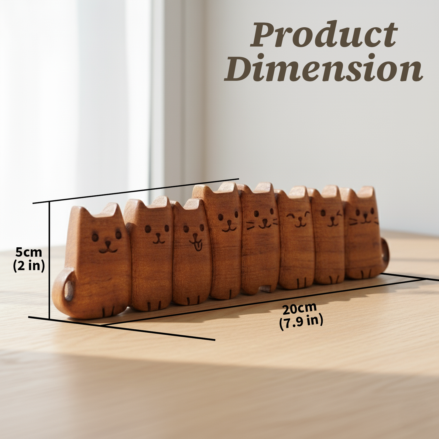 Hand-Carved Wooden Cat Figurine – Cute Kitten Decor & Gift for Cat Lovers