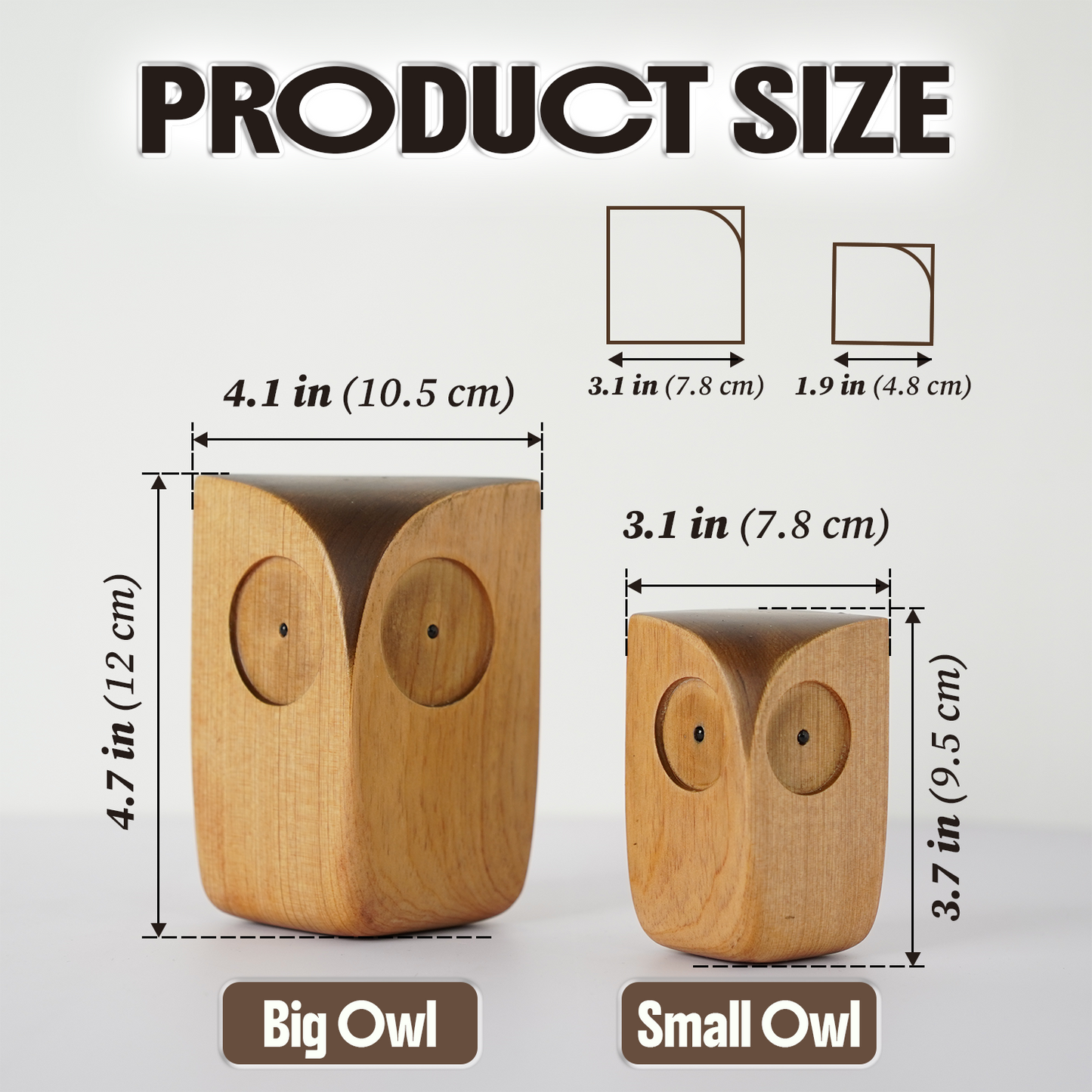 Handmade Owl Wooden Figurine Nordic Desk & Shelf Decor
