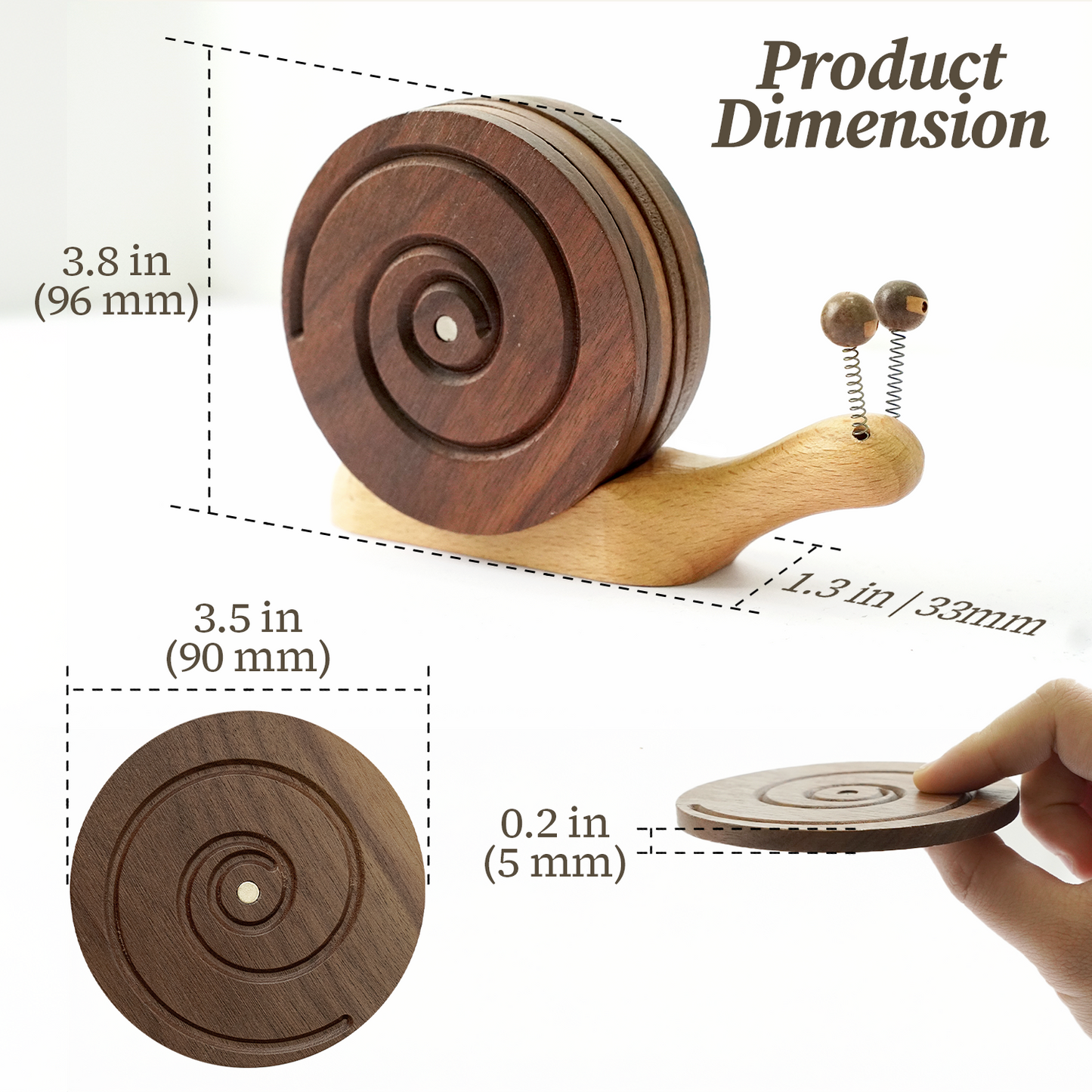 Set of 6 Wooden Coasters with Snail