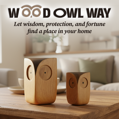 Handmade Owl Wooden Figurine Nordic Desk & Shelf Decor