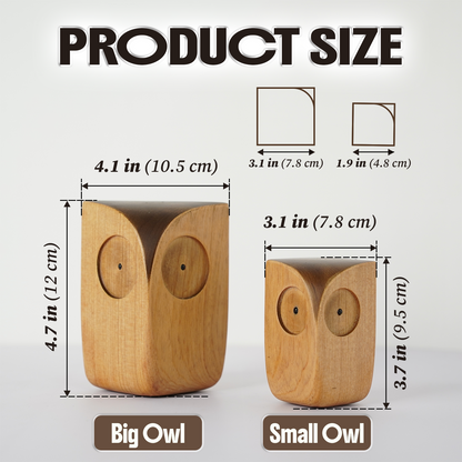 Handmade Owl Wooden Figurine Nordic Desk & Shelf Decor