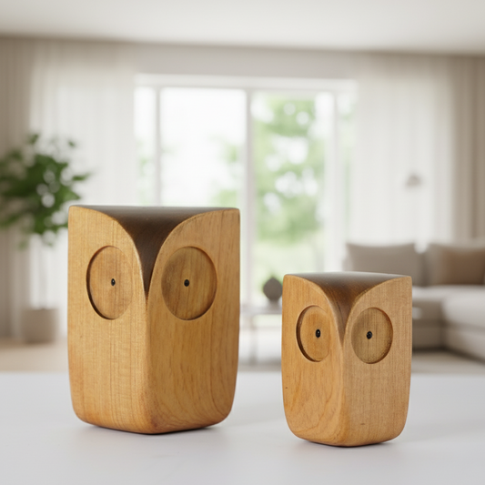 Handmade Owl Wooden Figurine Nordic Desk & Shelf Decor